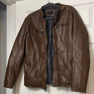 Pronto Uomo Men's Brown Leather Jacket size small